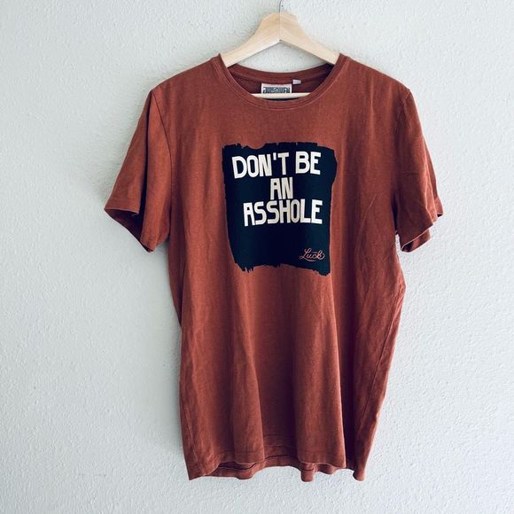 Jungmaven Tops - Jungmaven Don’t Be An A**hole Hemp Cotton Rust Tee Unisex Large